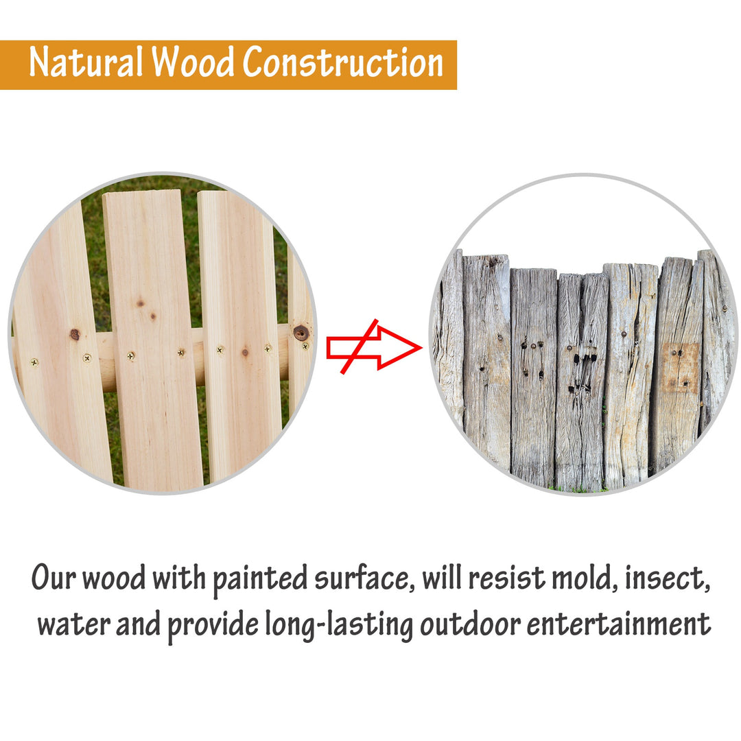 Outdoor 2-Seater Wooden Swing Lounger w/ Adjustable Canopy for Patio Backyard - Natural Wood