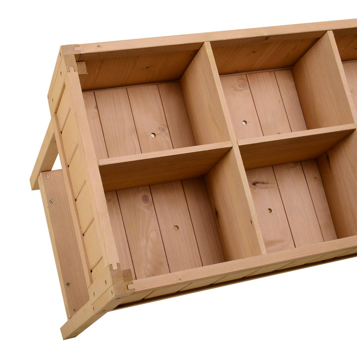 8 Grid Raised Wooden Garden Planter Box Flower Veggie Bed w/ Drain, Fabric Liner - Natural Fir