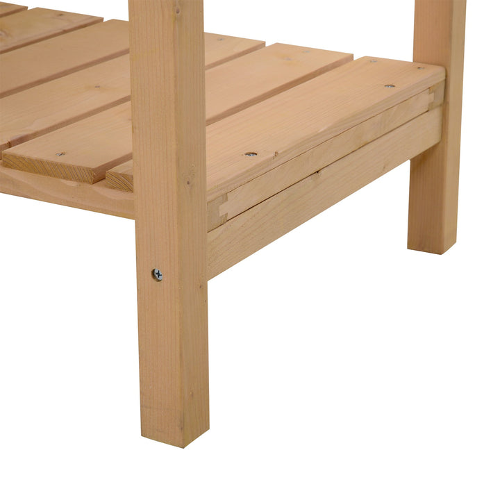 8 Grid Raised Wooden Garden Planter Box Flower Veggie Bed w/ Drain, Fabric Liner - Natural Fir