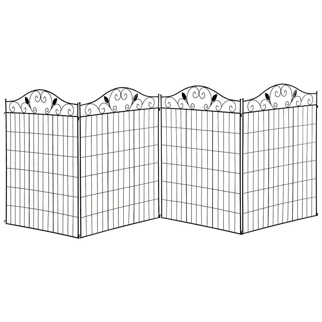 4-Panel Decorative Steel Wire Fence Landscaping Border Edging for Garden, Patio, Yard - Black