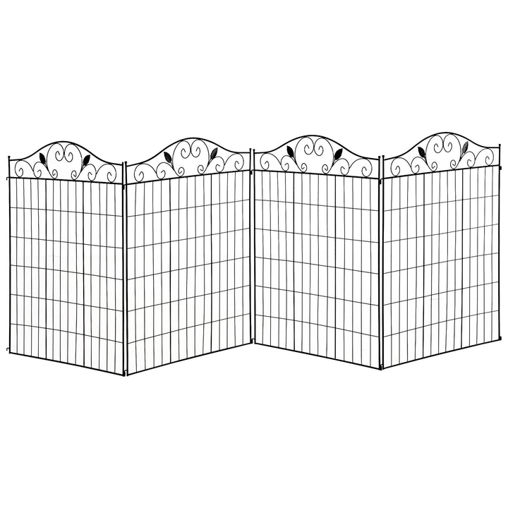 4-Panel Decorative Steel Wire Fence Landscaping Border Edging for Garden, Patio, Yard - Black