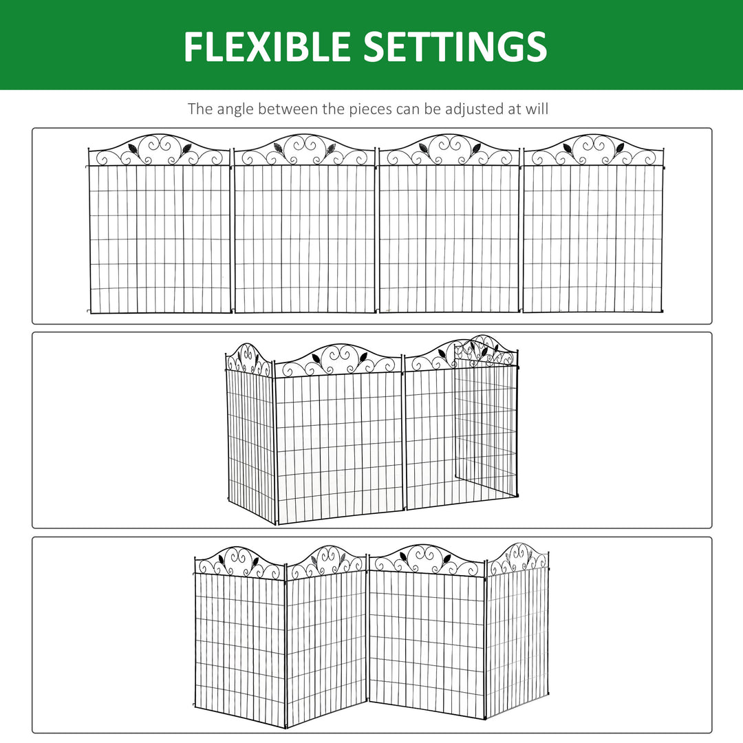 4-Panel Decorative Steel Wire Fence Landscaping Border Edging for Garden, Patio, Yard - Black