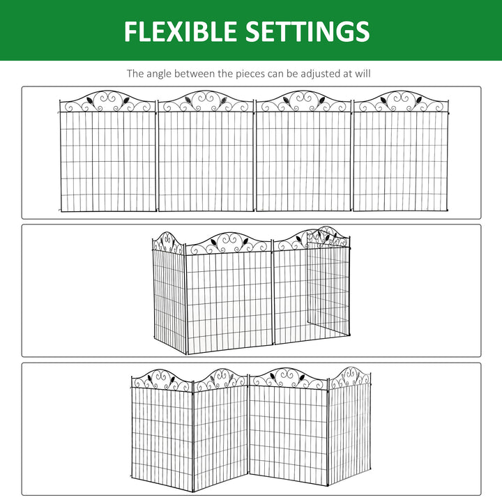 4-Panel Decorative Steel Wire Fence Landscaping Border Edging for Garden, Patio, Yard - Black