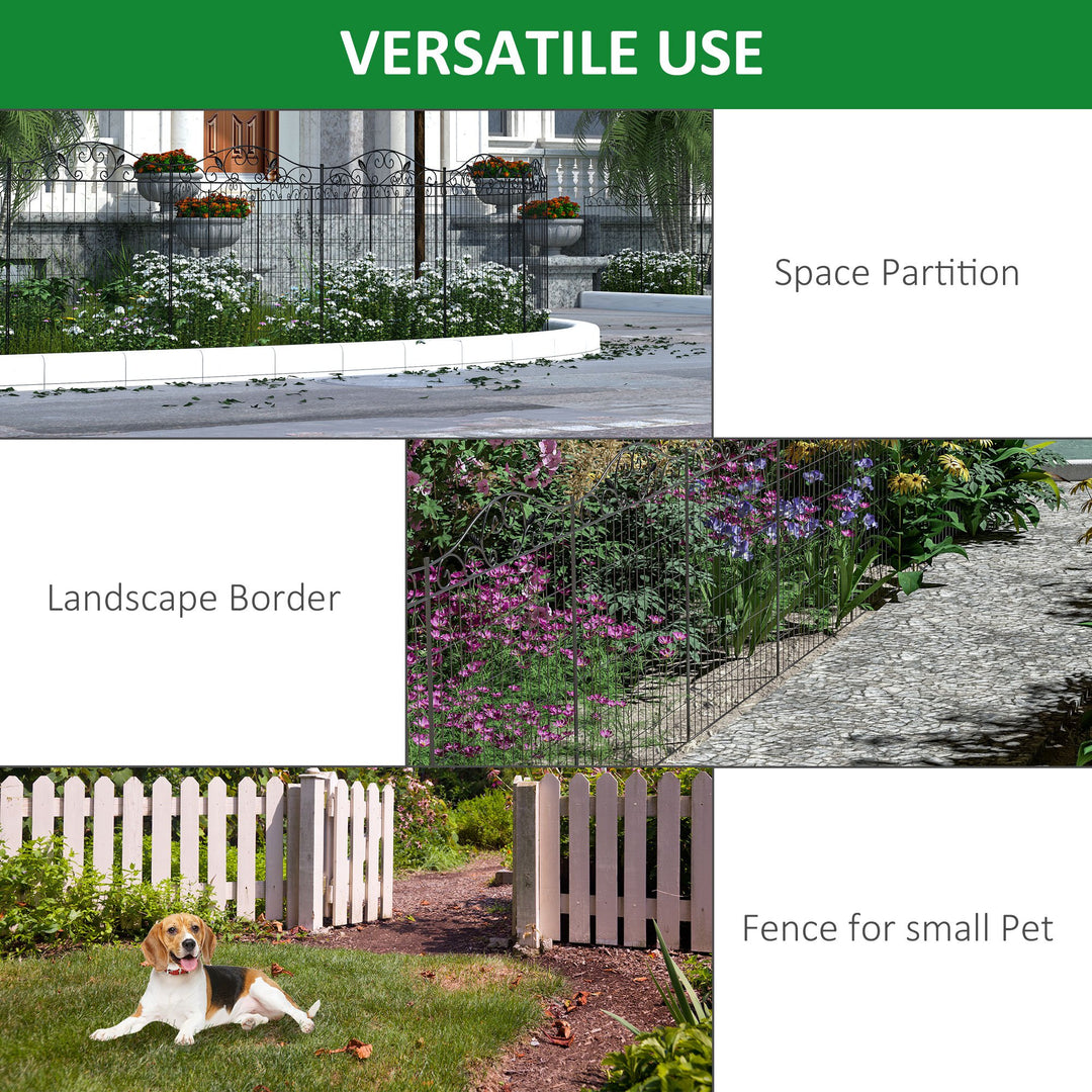 4-Panel Decorative Steel Wire Fence Landscaping Border Edging for Garden, Patio, Yard - Black