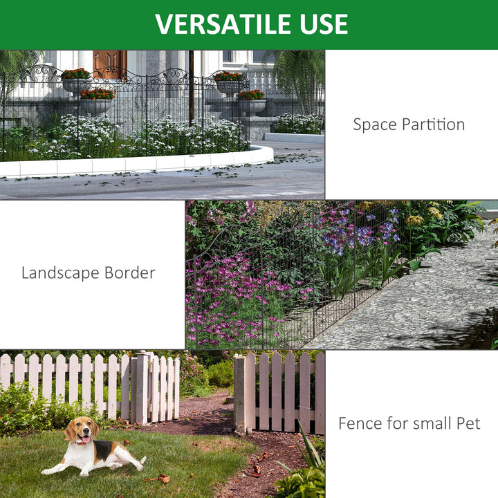 4-Panel Decorative Steel Wire Fence Landscaping Border Edging for Garden, Patio, Yard - Black