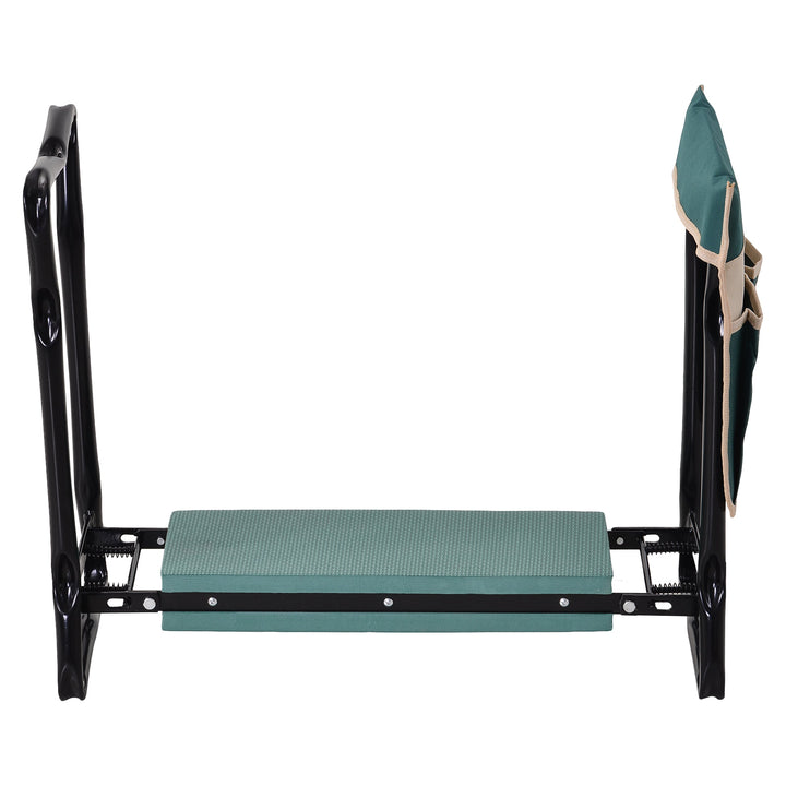 Folding Outdoor Gardening Kneeler Pad Seat Bench w/ Tool Pouch for Garden, Patio, Park - Green
