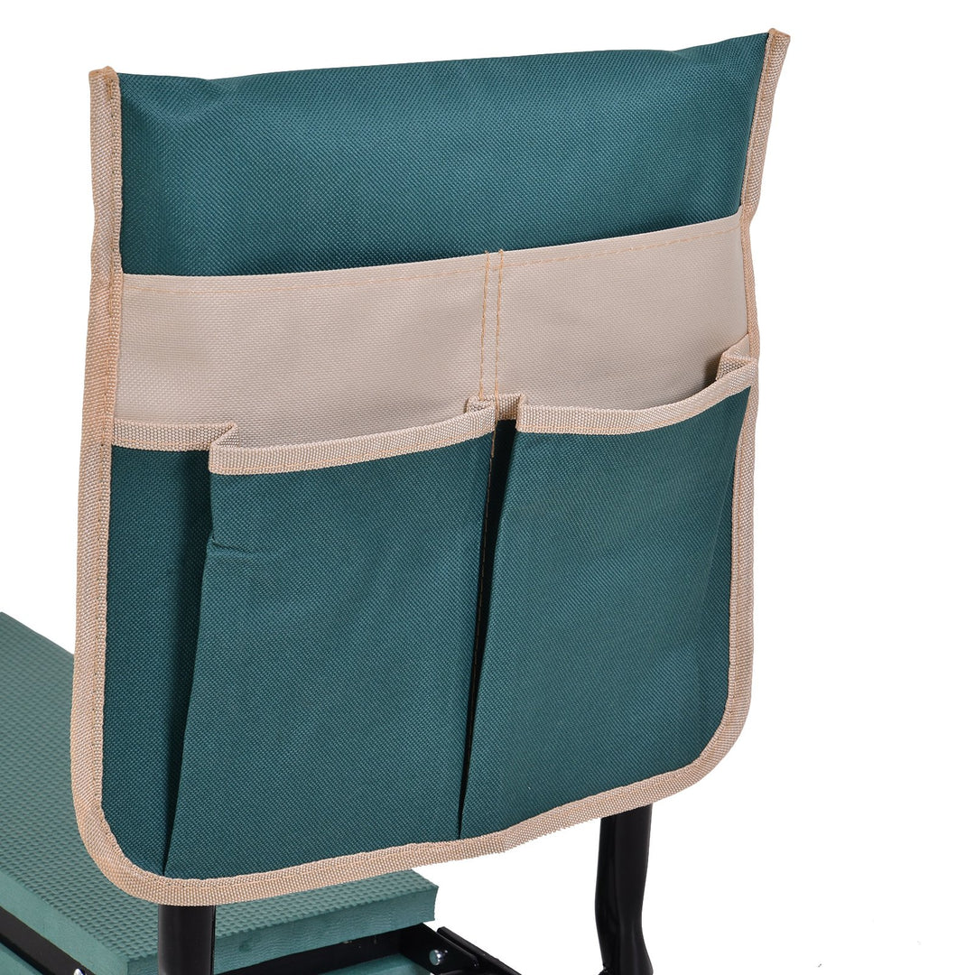 Folding Outdoor Gardening Kneeler Pad Seat Bench w/ Tool Pouch for Garden, Patio, Park - Green