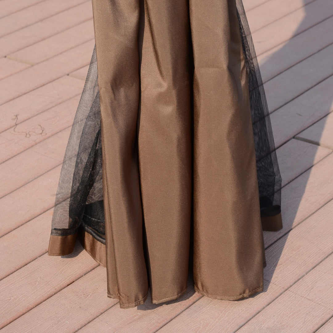 12' x 10' Galv Steel Hardtop Aluminum Frame Gazebo Canopy Shelter, Curtain, Mosquito Net, Brown