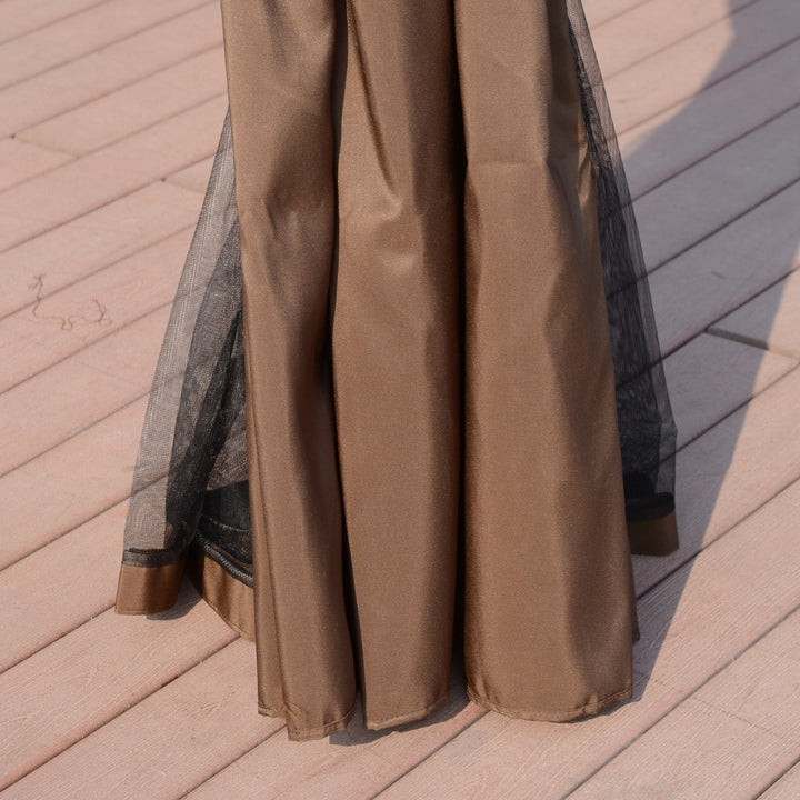 12' x 10' Galv Steel Hardtop Aluminum Frame Gazebo Canopy Shelter, Curtain, Mosquito Net, Brown