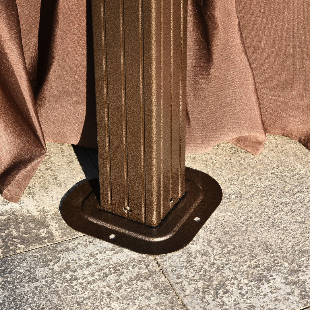 12' x 10' Galv Steel Hardtop Aluminum Frame Gazebo Canopy Shelter, Curtain, Mosquito Net, Brown