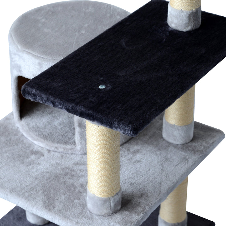 4-Tier Cat Tree w/ Scratching Posts - Grey
