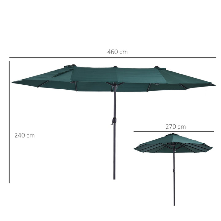 15ft Double Twin Canopy Patio Deck Umbrella Shade Shelter w UV Protection, Crank - Dark Green