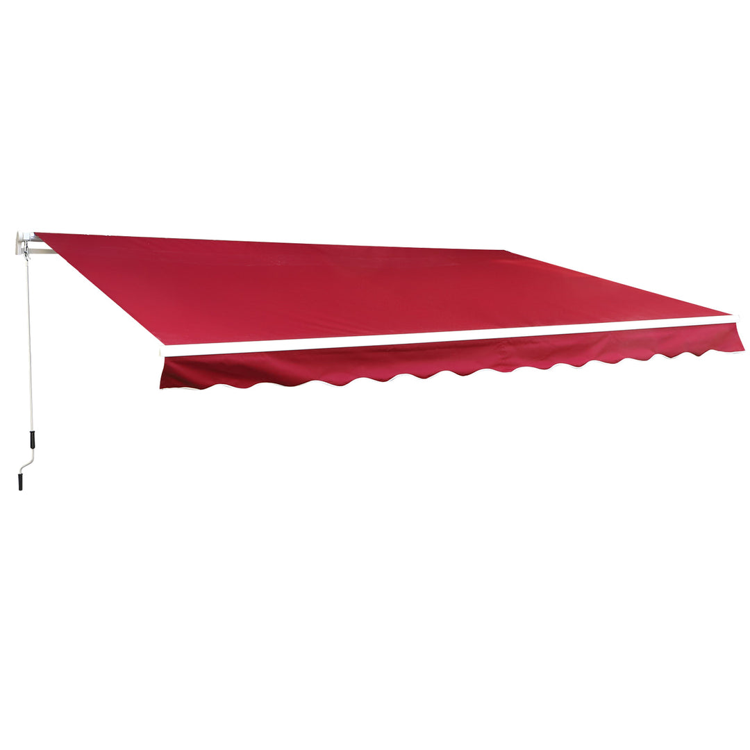 13 x 8 ft Manual Retractable Awning Sun Shade Canopy, Aluminum, Steel for Patio Deck - Wine Red