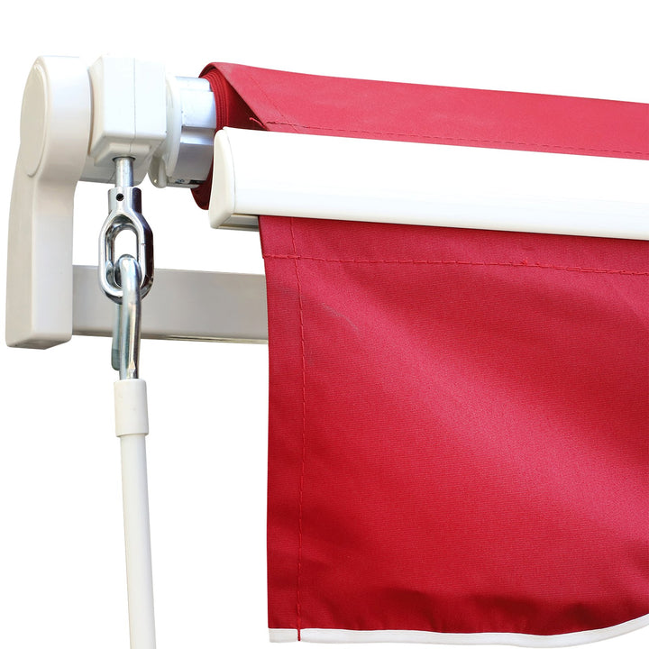 13 x 8 ft Manual Retractable Awning Sun Shade Canopy, Aluminum, Steel for Patio Deck - Wine Red