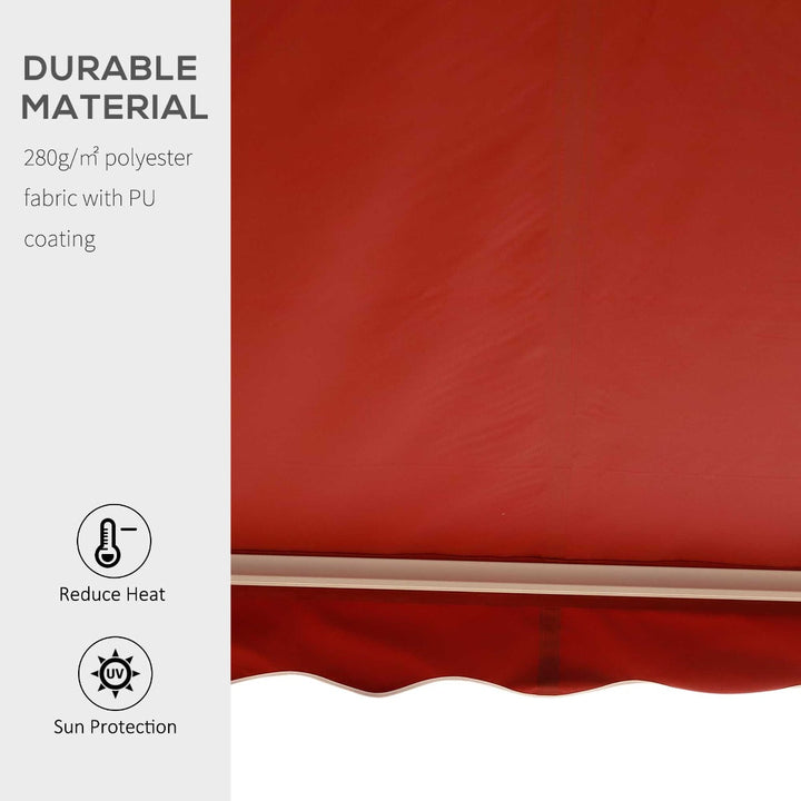 8.2 x 6.6ft Manual Retractable Awning Sun Shade Canopy Aluminum Frame, Patio Deck - Wine Red