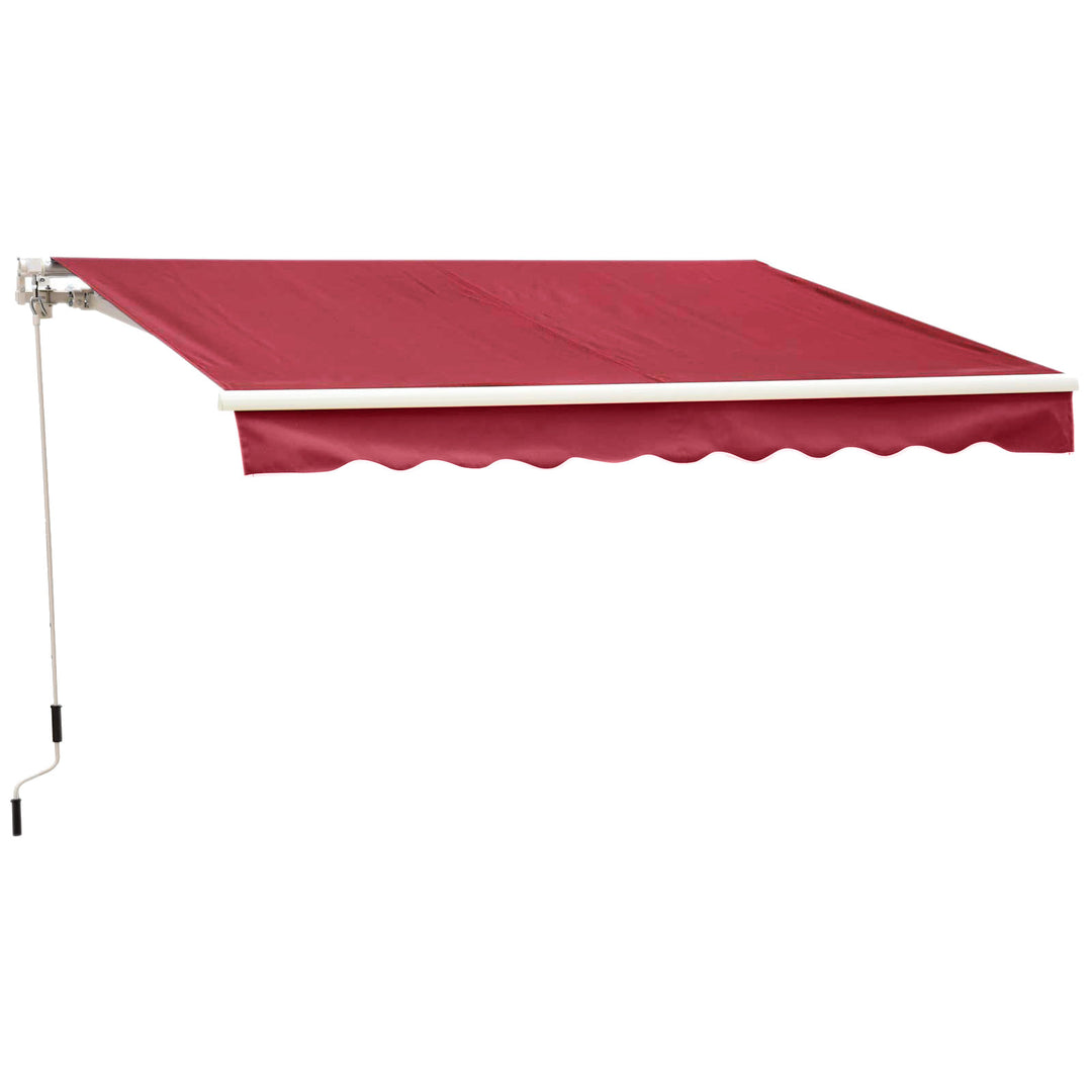 8.2 x 6.6ft Manual Retractable Awning Sun Shade Canopy Aluminum Frame, Patio Deck - Wine Red