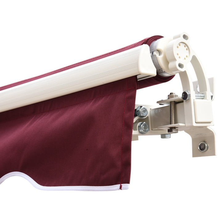 8.2 x 6.6ft Manual Retractable Awning Sun Shade Canopy Aluminum Frame, Patio Deck - Wine Red