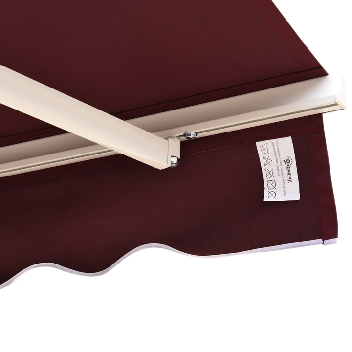 8.2 x 6.6ft Manual Retractable Awning Sun Shade Canopy Aluminum Frame, Patio Deck - Wine Red