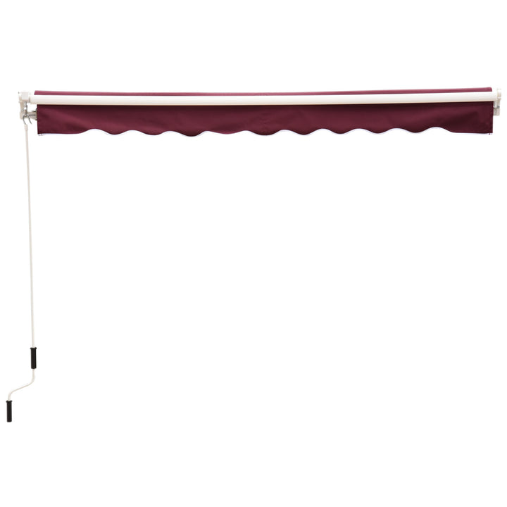 8.2 x 6.6ft Manual Retractable Awning Sun Shade Canopy Aluminum Frame, Patio Deck - Wine Red