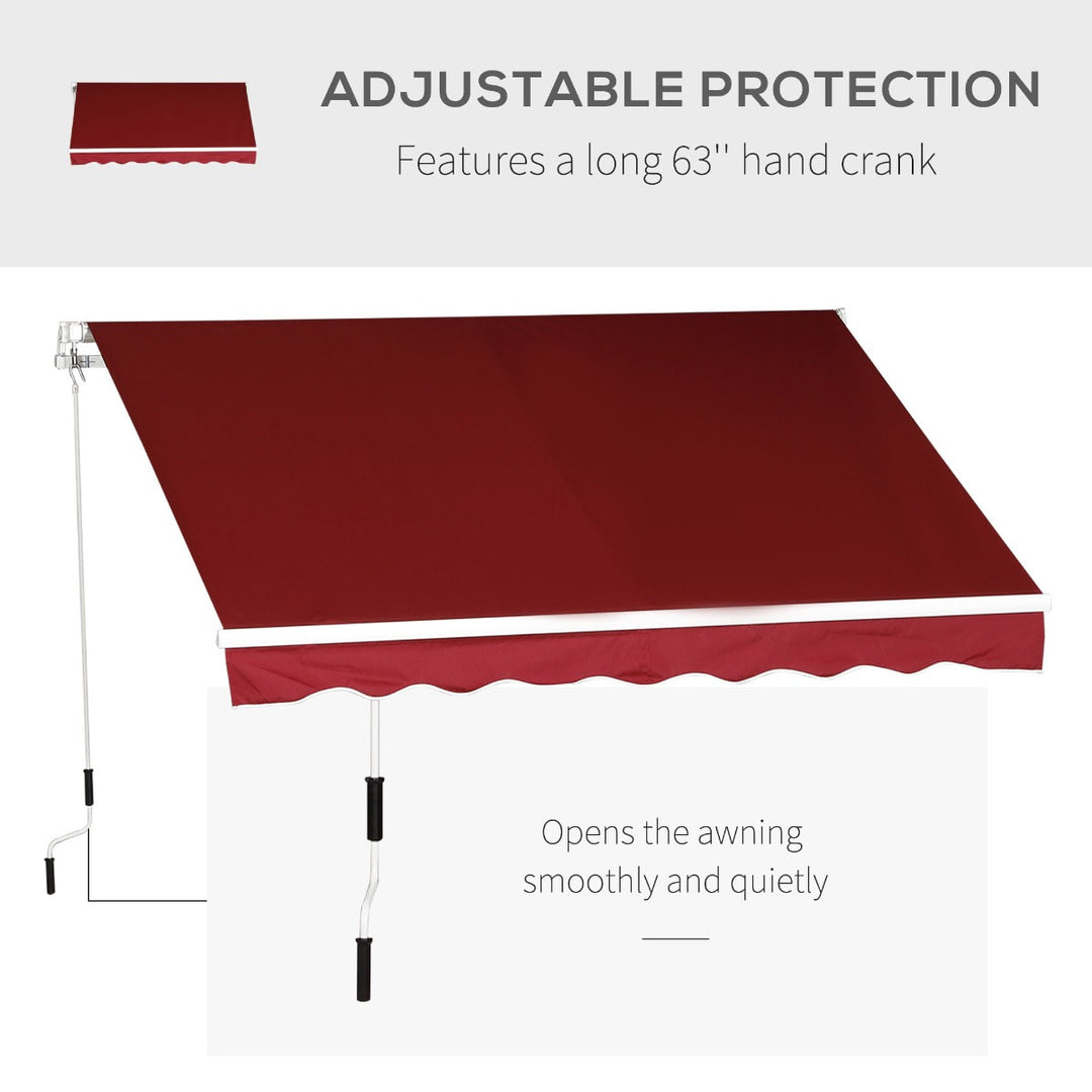 8.2 x 6.6ft Manual Retractable Awning Sun Shade Canopy Aluminum Frame, Patio Deck - Wine Red
