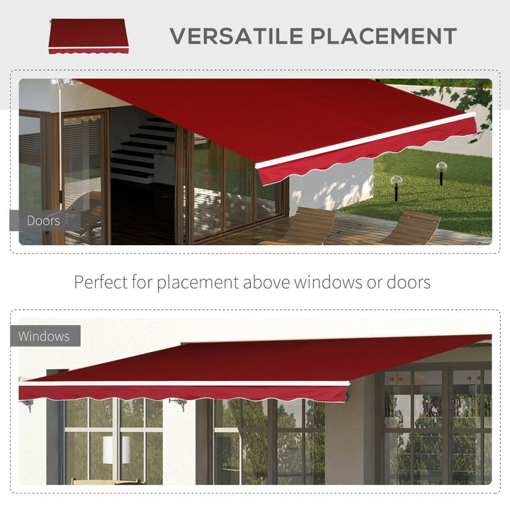8.2 x 6.6ft Manual Retractable Awning Sun Shade Canopy Aluminum Frame, Patio Deck - Wine Red
