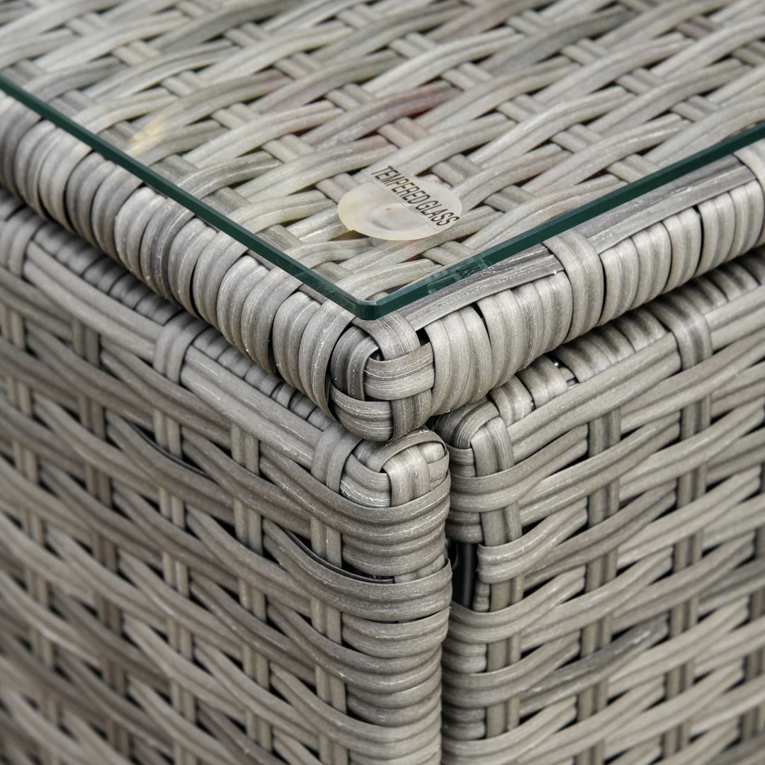 3pc Compact PE Rattan Wicker Conversation Sofa Set w Cushions for Outdoor Patio - Grey, Lt Blue