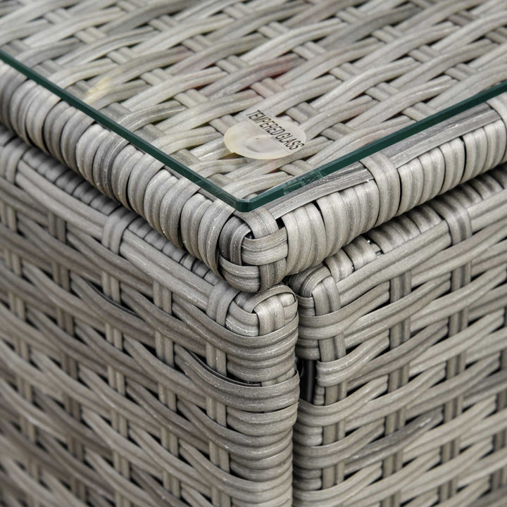 3pc Compact PE Rattan Wicker Conversation Sofa Set w Cushions for Outdoor Patio - Grey, Lt Blue