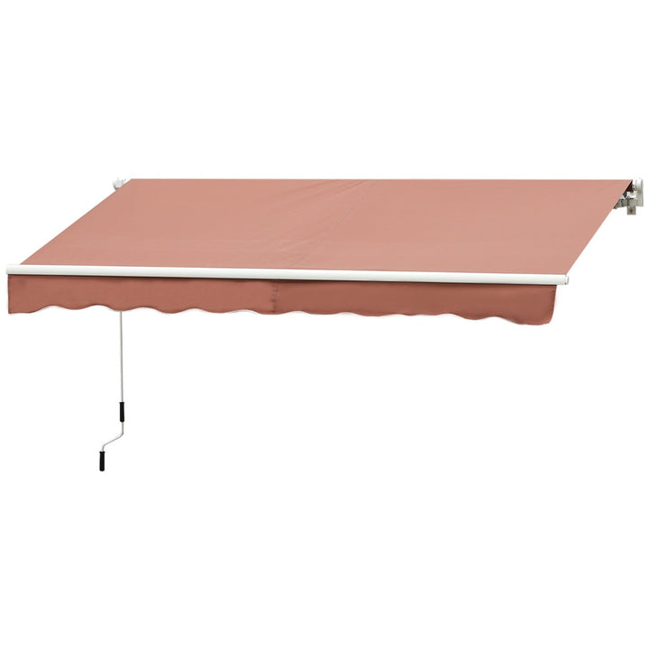 13 x 8 ft Manual Retractable Awning Sun Shade Canopy, Aluminum, Steel for Patio Deck - Coffee