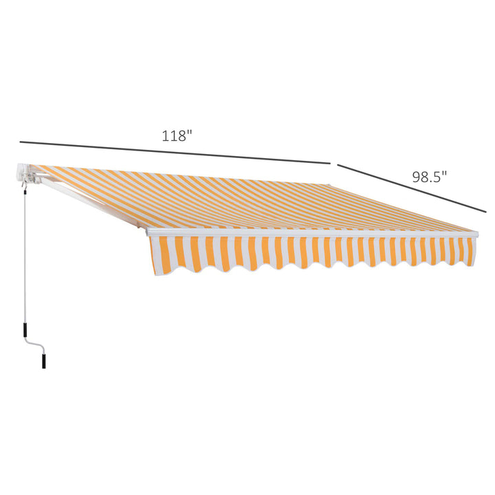 10 x 8 ft Manual Retractable Awning Sun Shade Canopy, Aluminum, Steel for Patio Deck - Orange