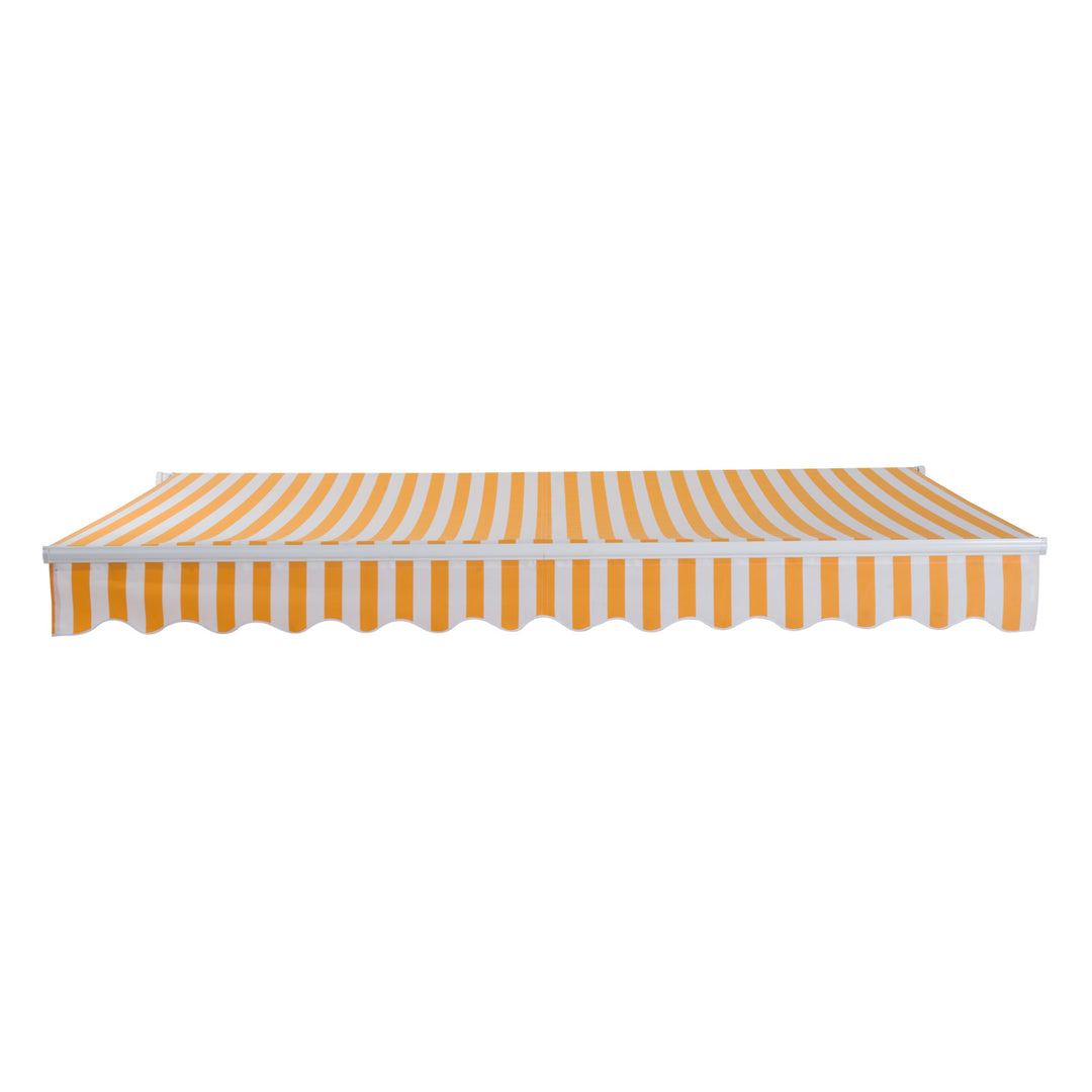 10 x 8 ft Manual Retractable Awning Sun Shade Canopy, Aluminum, Steel for Patio Deck - Orange