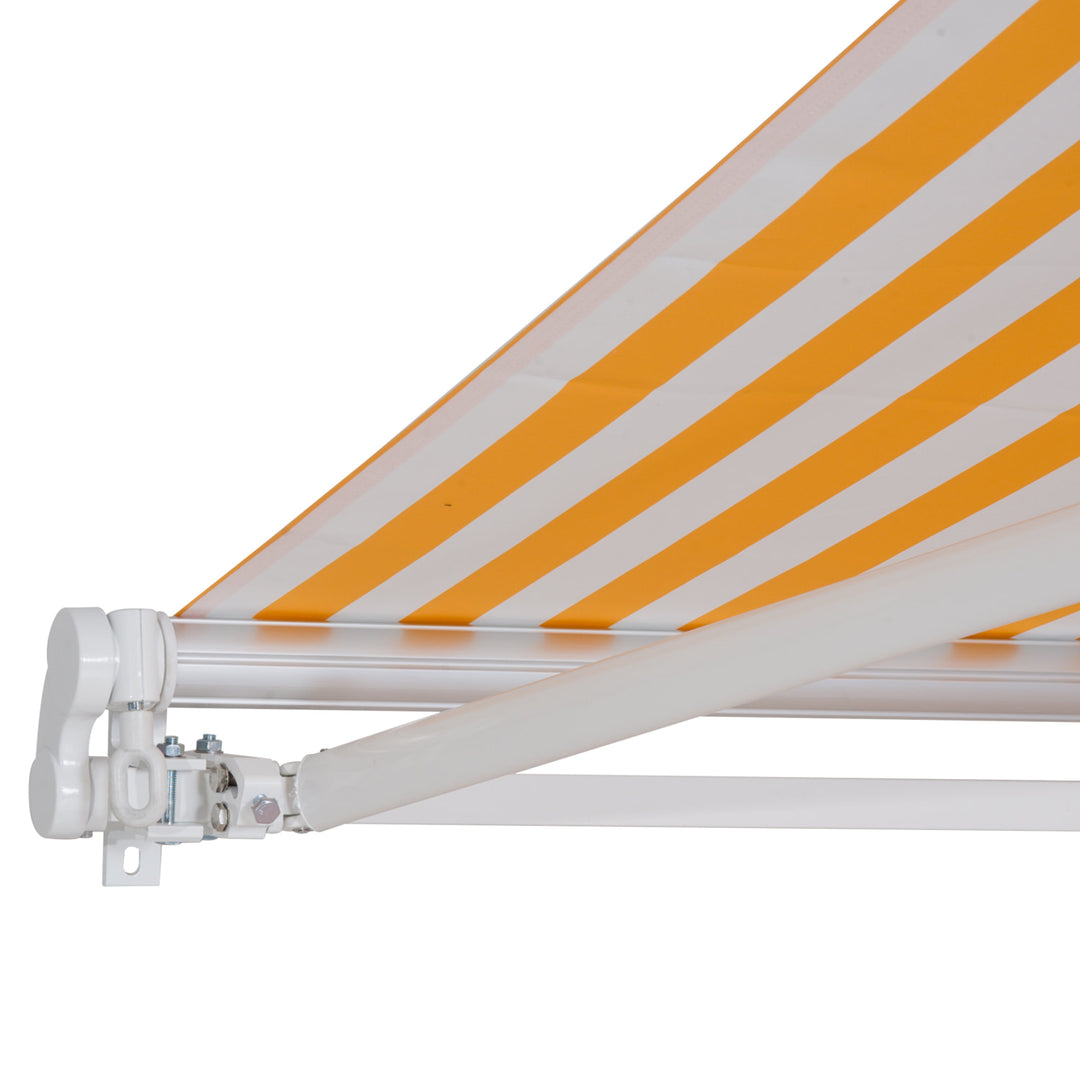 10 x 8 ft Manual Retractable Awning Sun Shade Canopy, Aluminum, Steel for Patio Deck - Orange