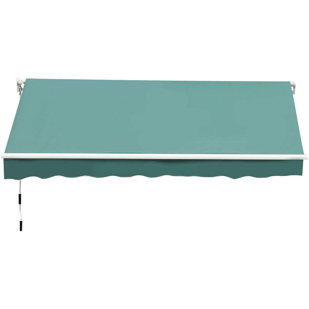 13 x 8 ft Manual Retractable Awning Sun Shade Canopy, Aluminum, Steel for Patio Deck - Dk Green