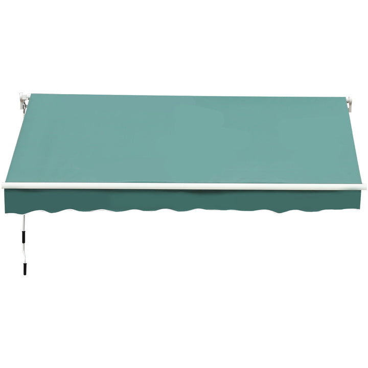 13 x 8 ft Manual Retractable Awning Sun Shade Canopy, Aluminum, Steel for Patio Deck - Dk Green