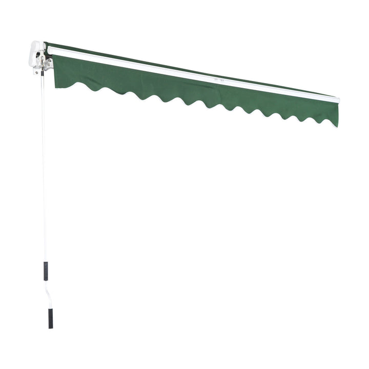 13 x 8 ft Manual Retractable Awning Sun Shade Canopy, Aluminum, Steel for Patio Deck - Dk Green