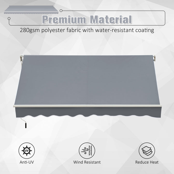 8.2 x 6.6ft Manual Retractable Awning Sun Shade Canopy w Aluminum Frame for Patio Deck - Grey