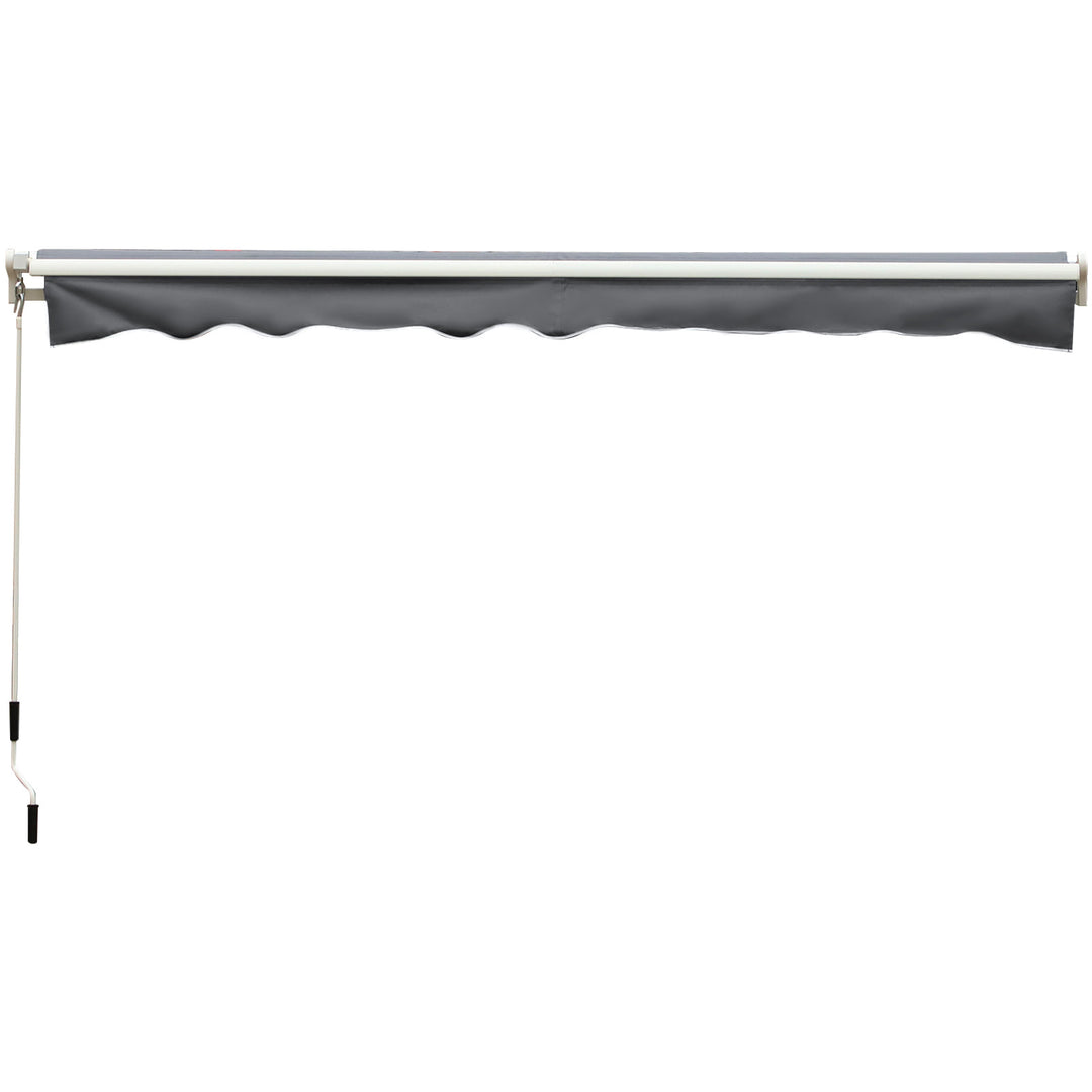 8.2 x 6.6ft Manual Retractable Awning Sun Shade Canopy w Aluminum Frame for Patio Deck - Grey