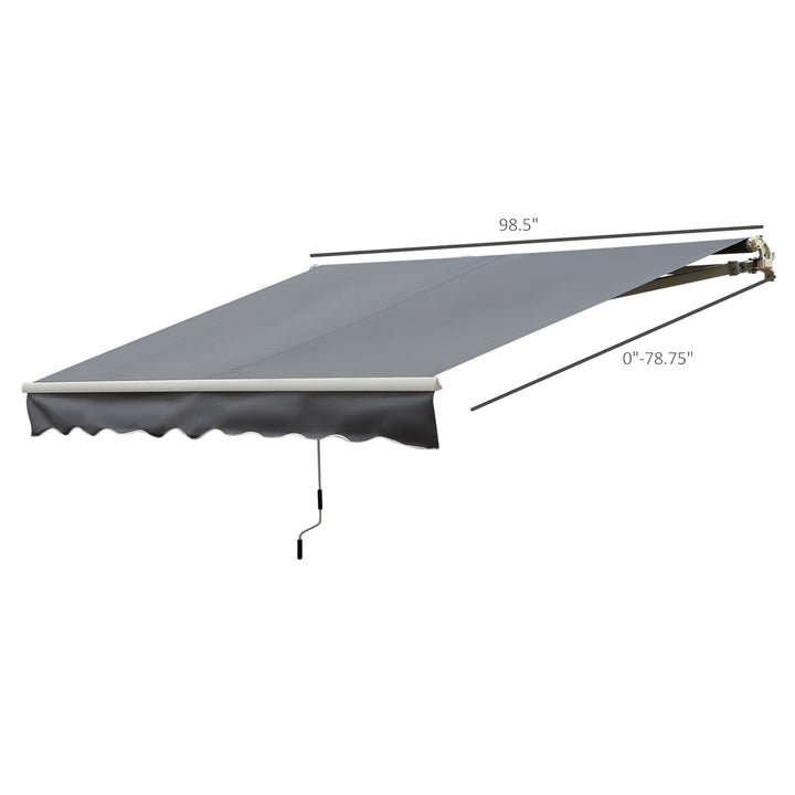 8.2 x 6.6ft Manual Retractable Awning Sun Shade Canopy w Aluminum Frame for Patio Deck - Grey