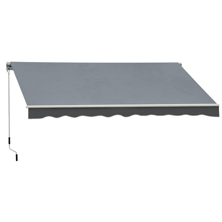 8.2 x 6.6ft Manual Retractable Awning Sun Shade Canopy w Aluminum Frame for Patio Deck - Grey