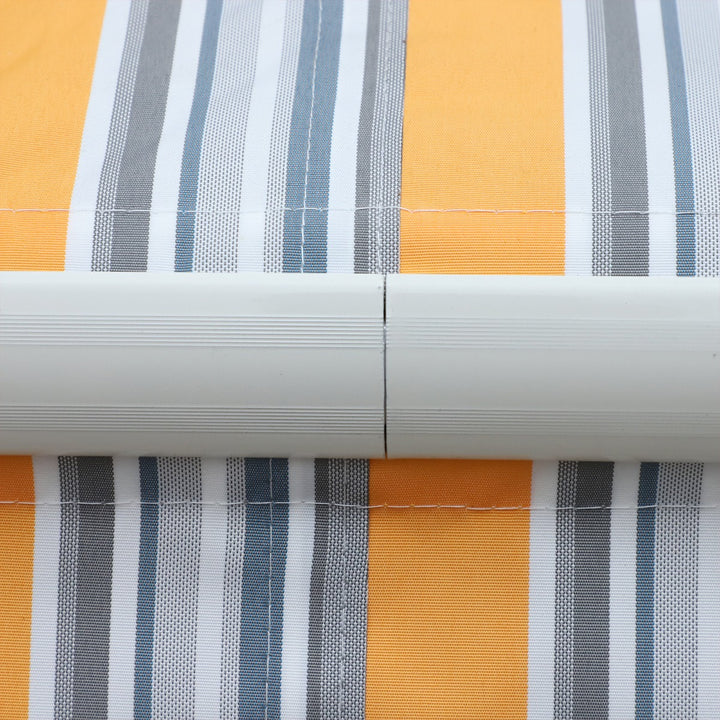 10 x 8 ft Manual Retractable Awning Sun Shade Canopy, Aluminum, Steel Patio - Yellow Stripe