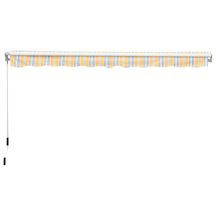 10 x 8 ft Manual Retractable Awning Sun Shade Canopy, Aluminum, Steel Patio - Yellow Stripe