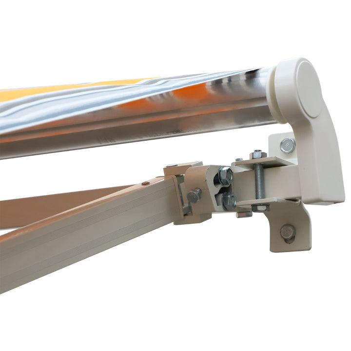 10 x 8 ft Manual Retractable Awning Sun Shade Canopy, Aluminum, Steel Patio - Yellow Stripe