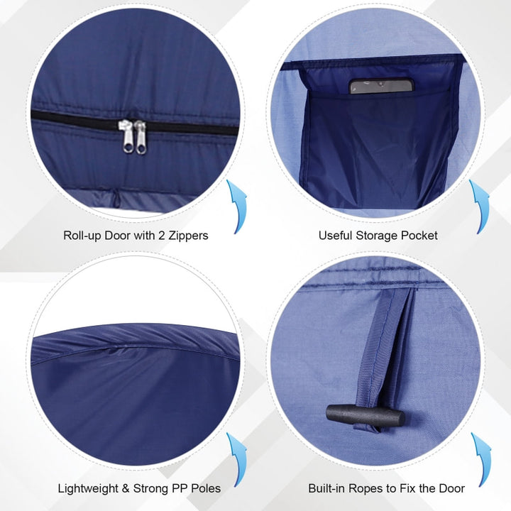 Portable Pop-Up Shower Tent Dressing Change Room, Beach Camping Outdoor Privacy Shelter, Blue
