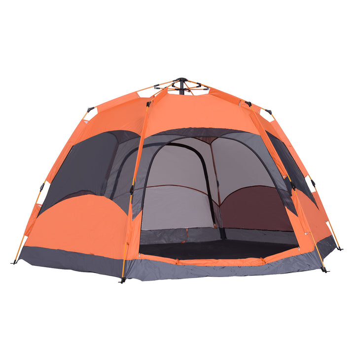 4-6 Person Pop-Up Outdoor Camping Dome Sleeping Tent Shelter w/ Doors, Carry Bag, Blue & Orange