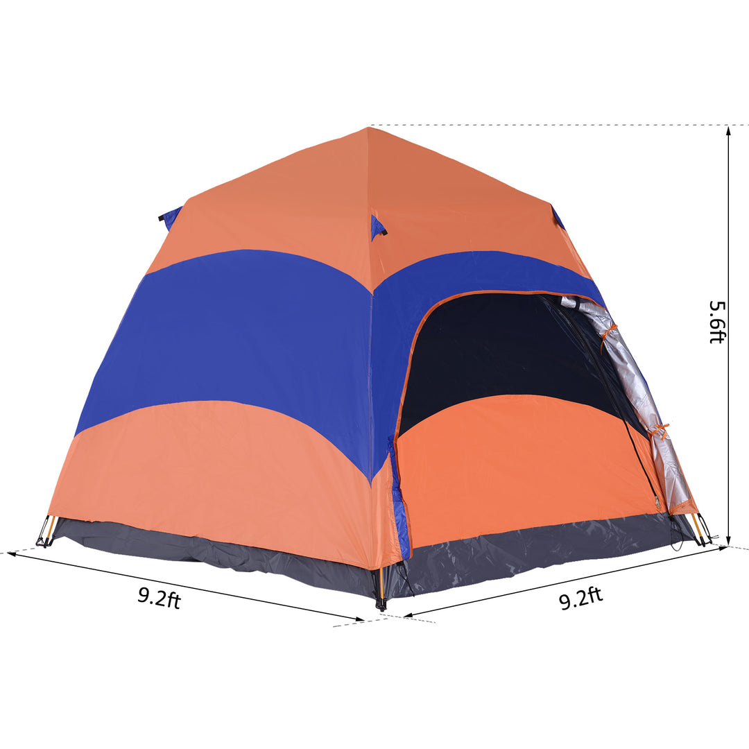 4-6 Person Pop-Up Outdoor Camping Dome Sleeping Tent Shelter w/ Doors, Carry Bag, Blue & Orange
