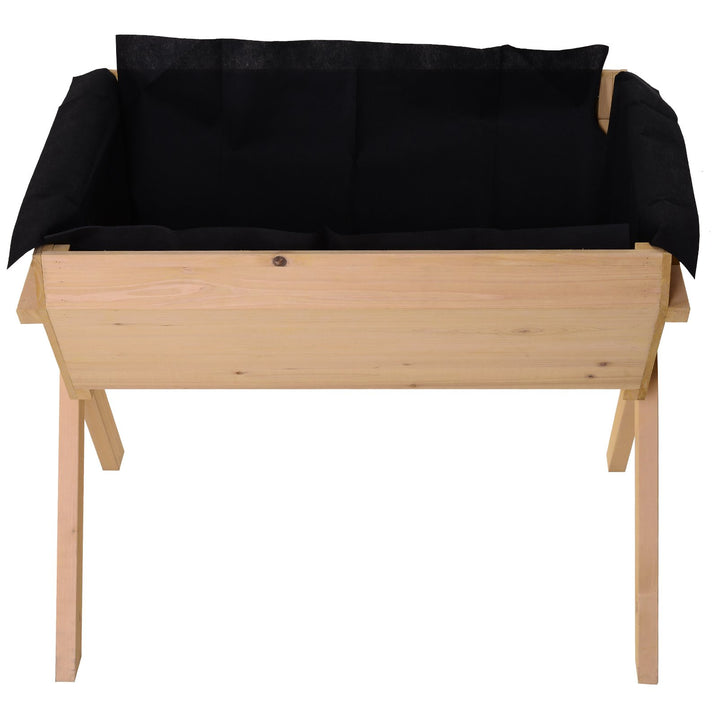 Raised Wooden Garden Planter Box Flower Veggie Bed w/ X Frame, Drain, Legs, Fabric Liner - Fir