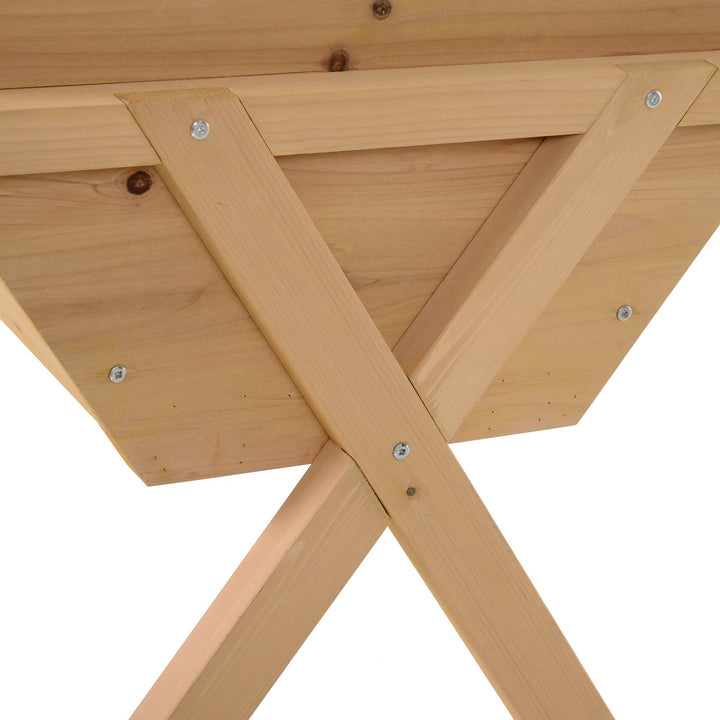 Raised Wooden Garden Planter Box Flower Veggie Bed w/ X Frame, Drain, Legs, Fabric Liner - Fir