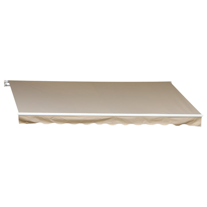 11.8 x 9.8ft Manual Retractable Awning Sun Shade Canopy, Aluminum, Steel for Patio Deck - Beige