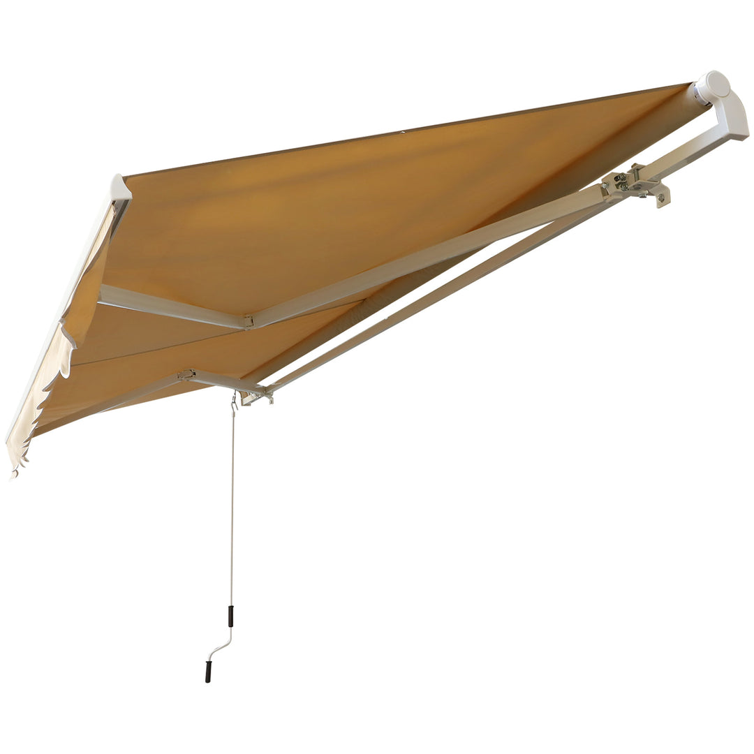 11.8 x 9.8ft Manual Retractable Awning Sun Shade Canopy, Aluminum, Steel for Patio Deck - Beige