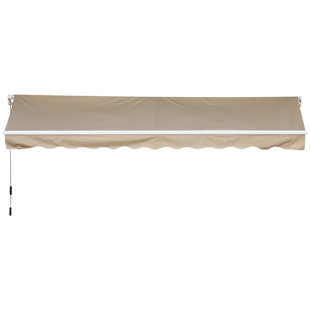 11.8 x 9.8ft Manual Retractable Awning Sun Shade Canopy, Aluminum, Steel for Patio Deck - Beige