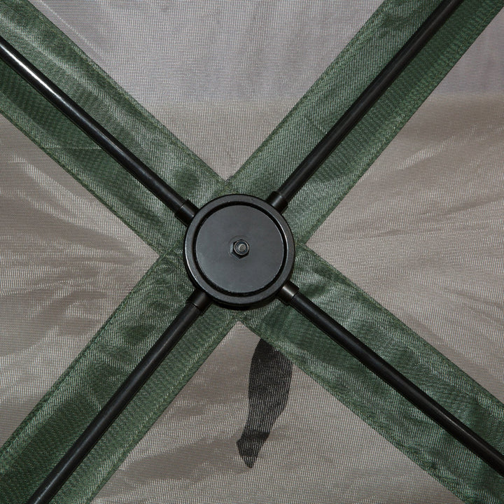 12' Hexagonal Gazebo Tent Canopy Camping Outdoor Shelter w/ Full Mosquito Net Mesh Walls, Green